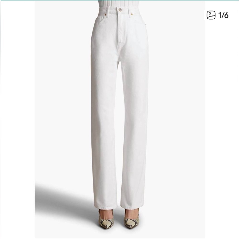 KHAITE White High-Rise Straight-Leg Jeans